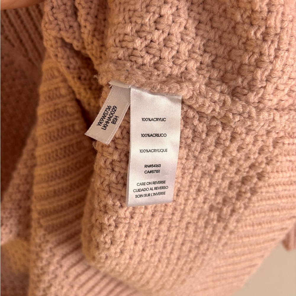 KARL LAGERFELD Paris Blush Pink Oversized Cable Knit Sweater – Women’s Size XL - Picture 5 of 10